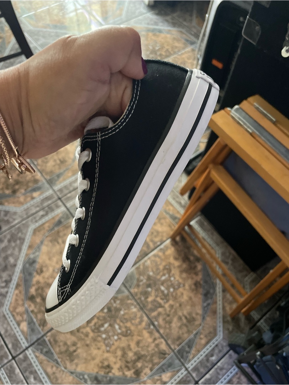 Converse Black Canvas Low-Top Sneakers with White Trim